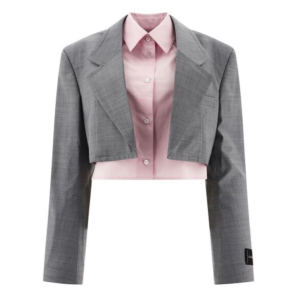Chic Cropped Blazer with Integrated Dickie - Picture 1 of 4
